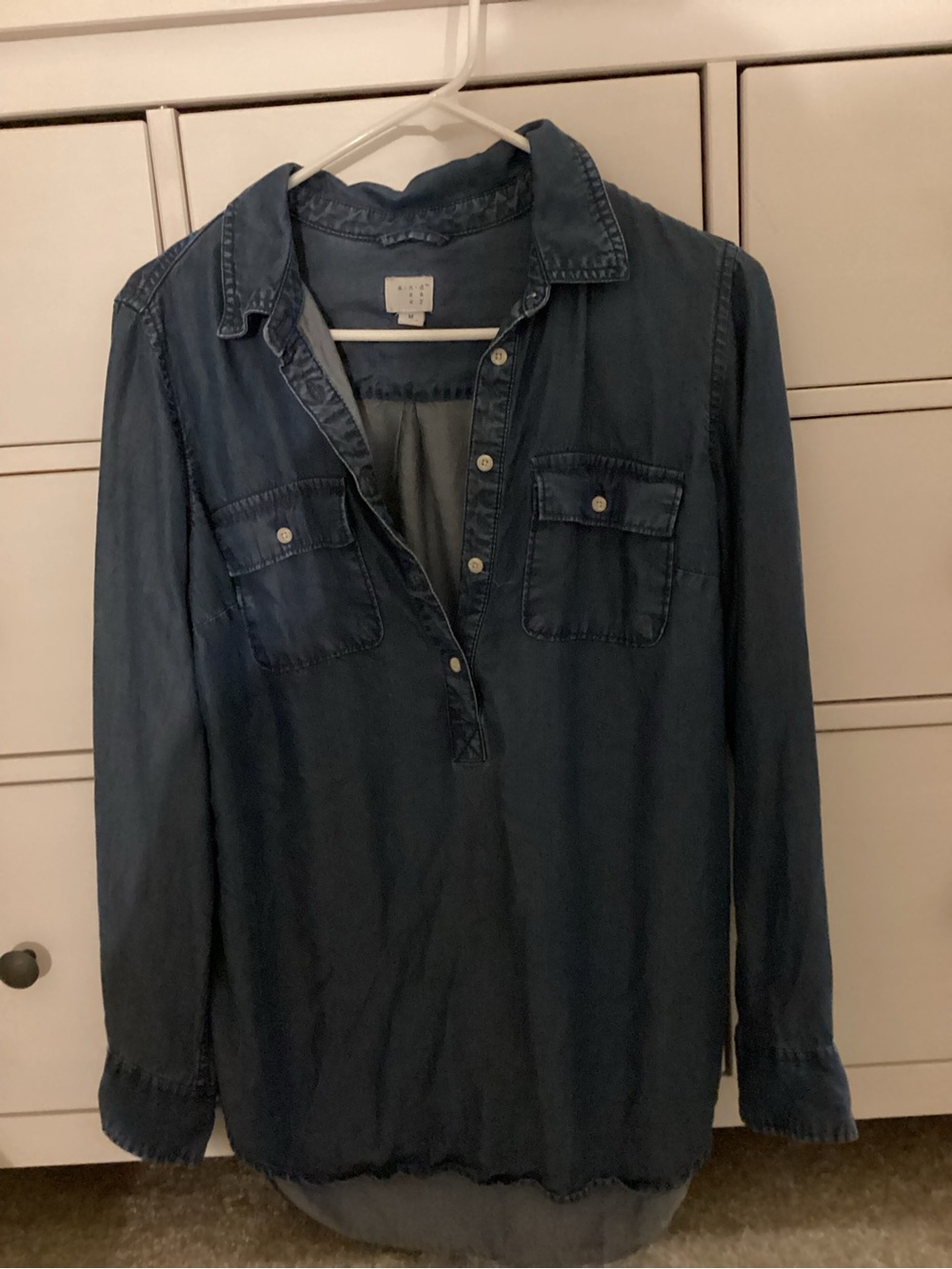 a new day Dark Blue Denim Button-Down Shirt